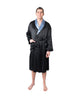 Men's Mulberry Silk Robe Black with Twilight Blue Collar
