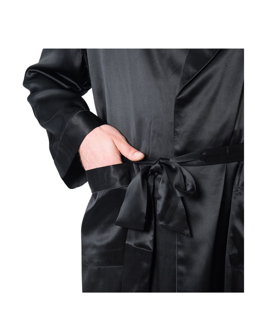 Men's Mulberry Silk Robe Black