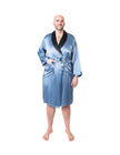Men's Mulberry Silk Robe  Twilight Blue with Black Collar