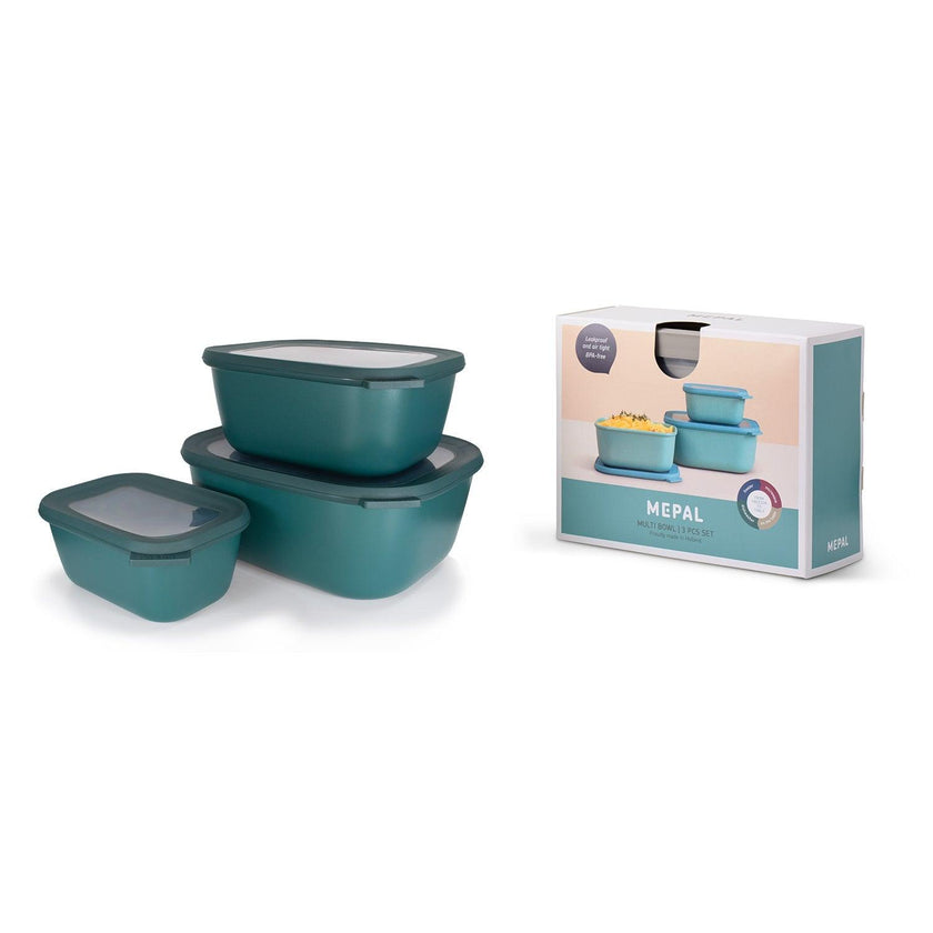 Mepal - Cirqula Multi-Bowl Deep Rectangular 3-Part Set