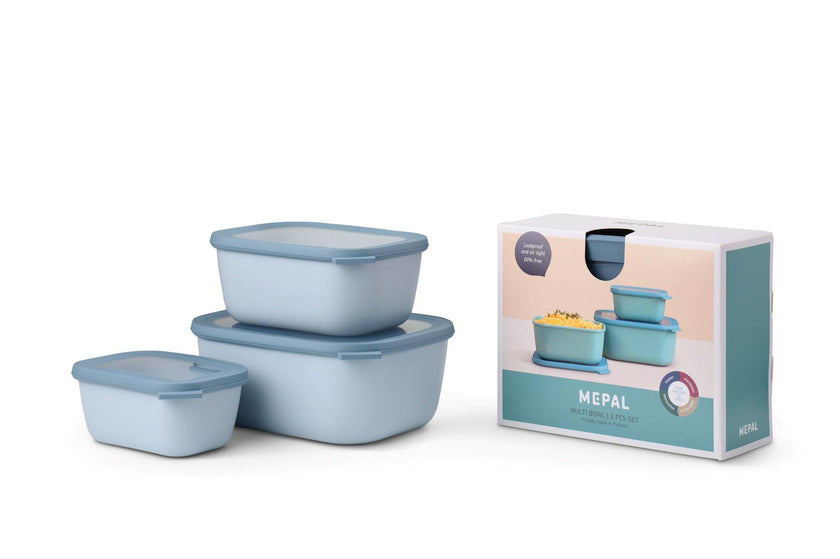 Mepal - Cirqula Multi-Bowl Deep Rectangular 3-Part Set