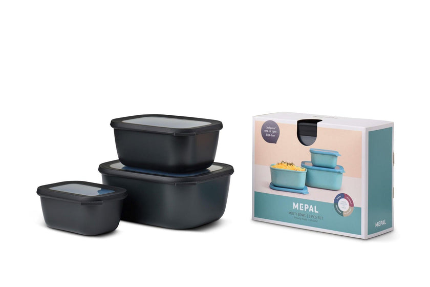 Mepal - Cirqula Multi-Bowl Deep Rectangular 3-Part Set