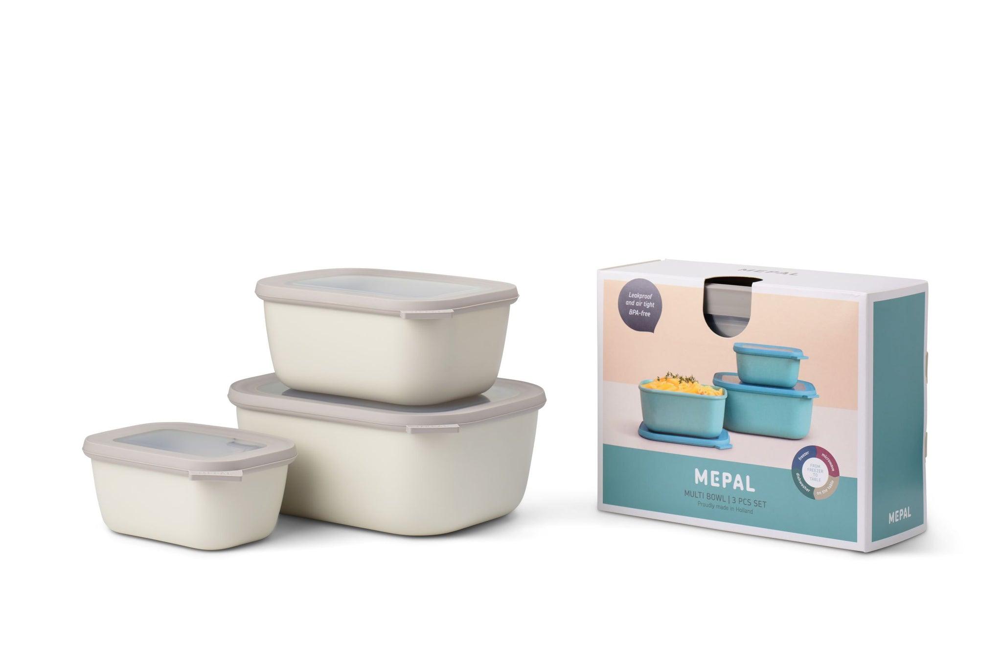 Mepal - Cirqula Multi-Bowl Deep Rectangular 3-Part Set