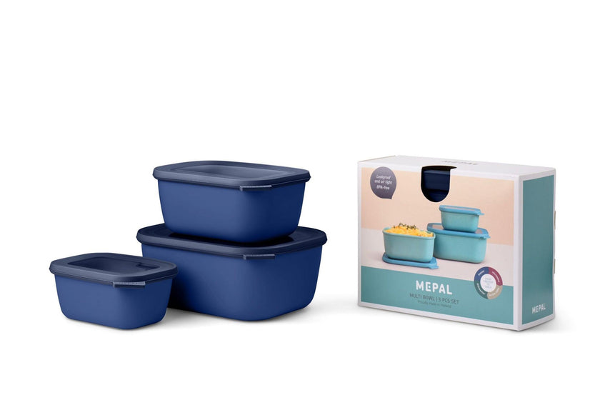 Mepal - Cirqula Multi-Bowl Deep Rectangular 3-Part Set