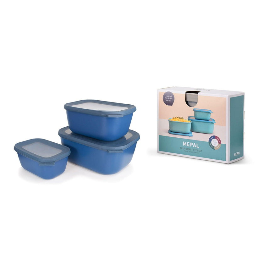 Mepal - Cirqula Multi-Bowl Deep Rectangular 3-Part Set