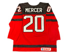 Dawson Mercer Autographed Team Canada Home Red Nike Jersey Inscribed 