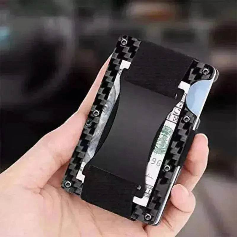 Metal Card Wrapped Carbon Fiber RFID Anti theft Brush Wallet