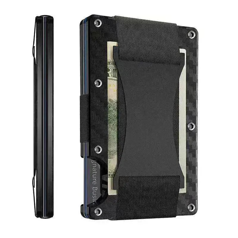 Metal Card Wrapped Carbon Fiber RFID Anti theft Brush Wallet