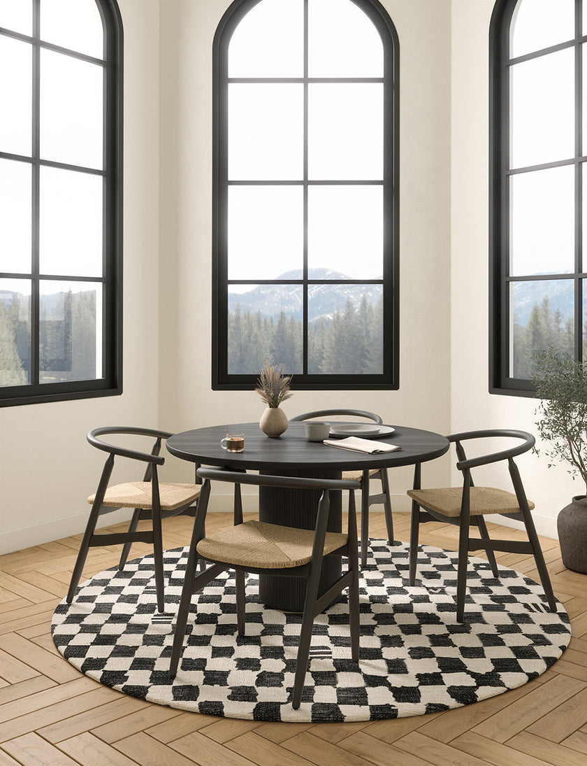 Metro Checkered Black & White Rug