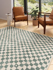 Metro Checkered Slate Green Rug