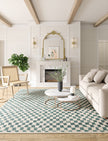 Metro Checkered Slate Green Rug