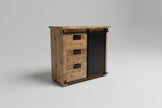 Meuble Commode Raven en bois de manguier porte coulissante en acier noir