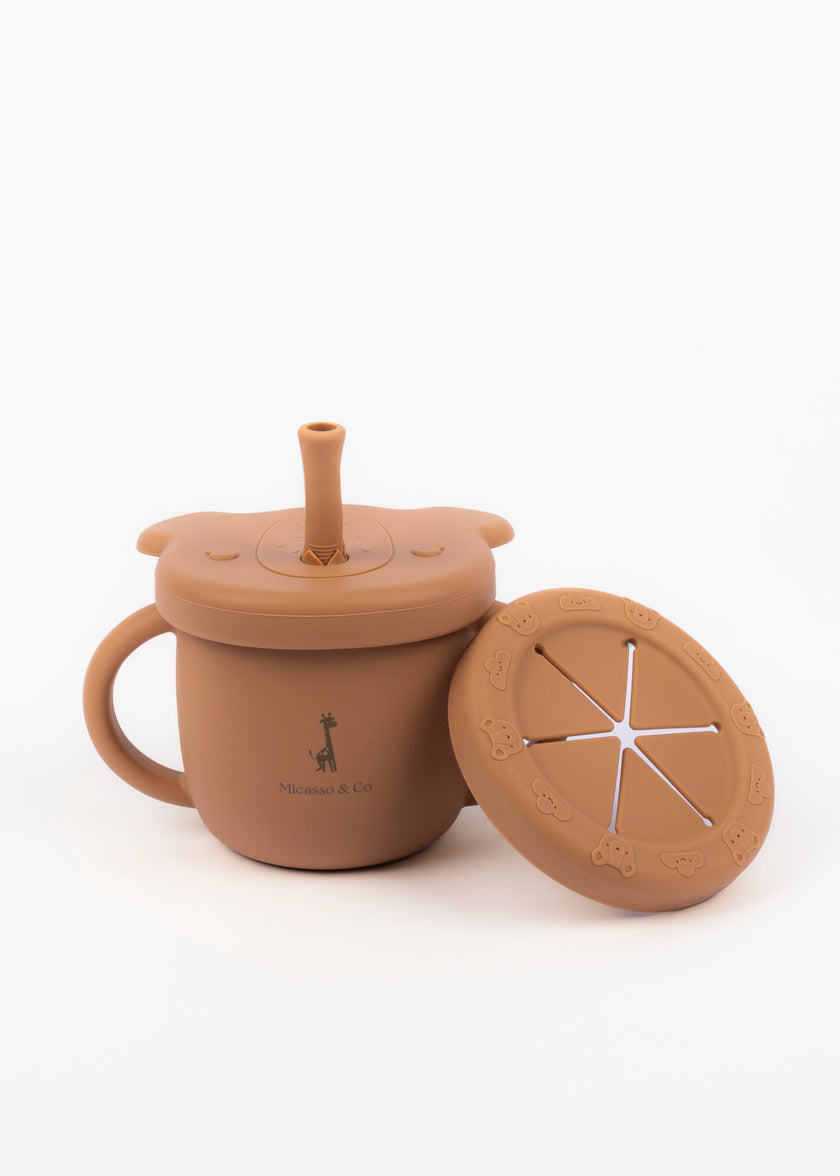 Tasse d'apprentissage 2 en 1 pour collation et liquide