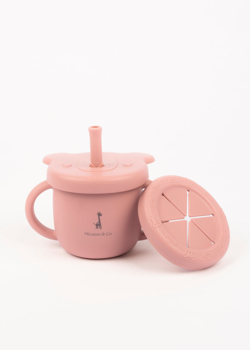 Tasse d'apprentissage 2 en 1 pour collation et liquide
