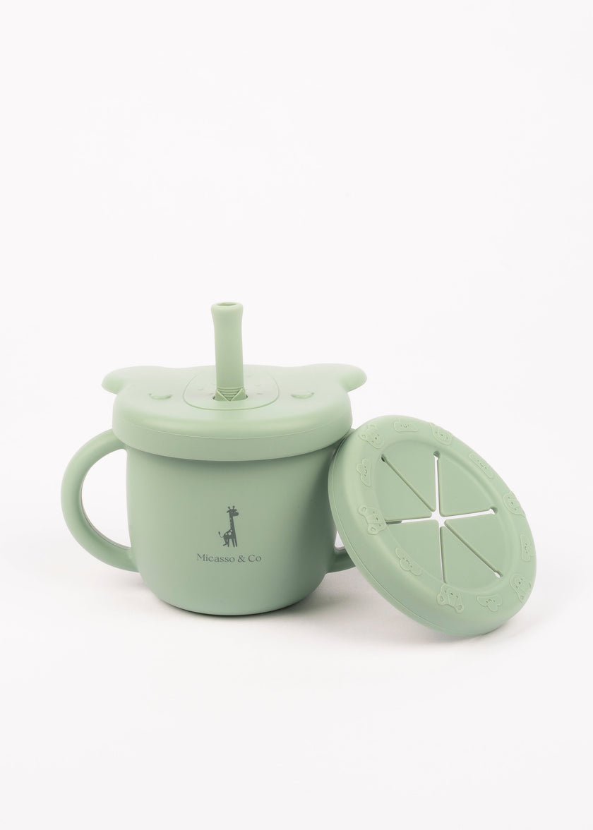 Tasse d'apprentissage 2 en 1 pour collation et liquide