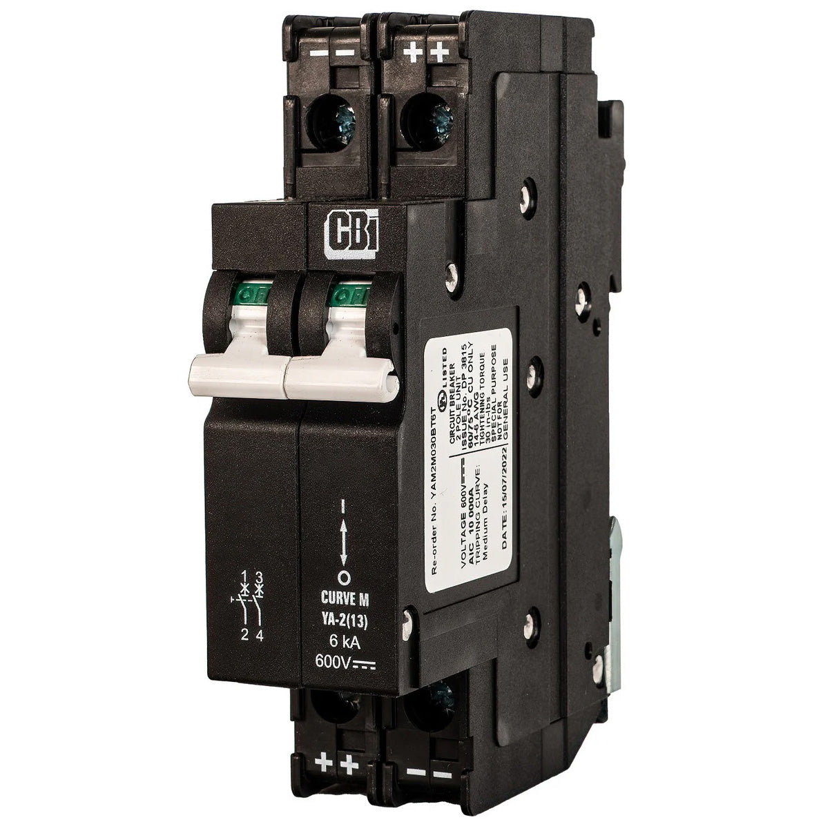 MidNite Solar, 20A, 600 VDC, 2 pole, DIN rail mount breaker | MNEPV20-600-2PP
