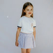 Rosewood & Navy Striped Seersucker Skort | Miles The Label