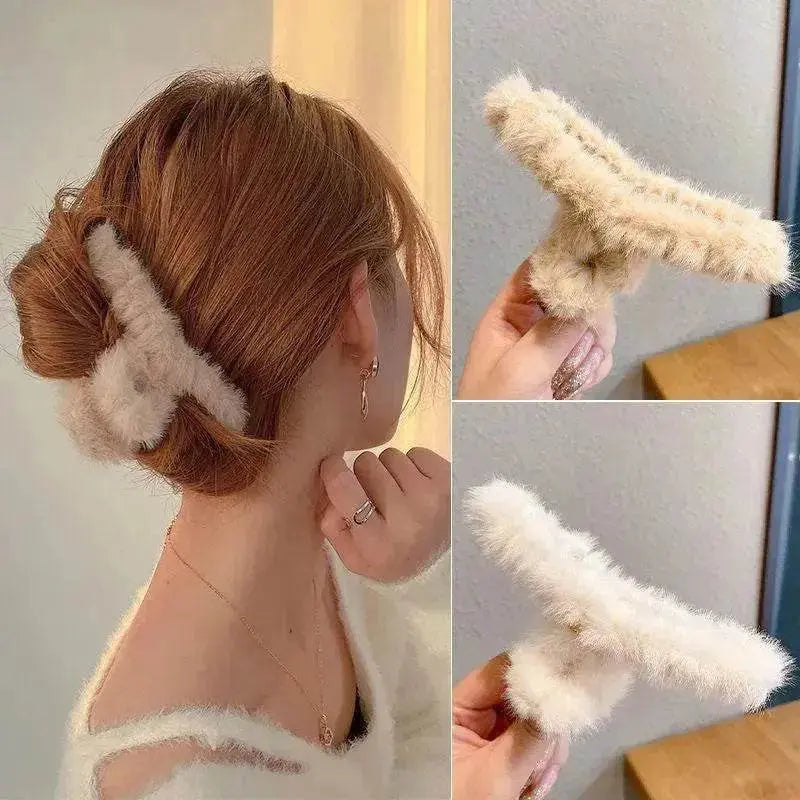 Milk Coffee Plush Headdress High Ponytail Cloth Hair Accessories