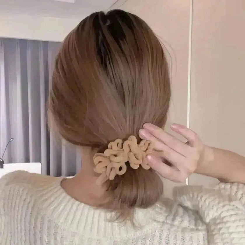 Milk Coffee Plush Headdress High Ponytail Cloth Hair Accessories