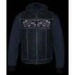 Milwaukee Leather Men's Black Leather Vest with Reflective Skulls & Full Hoodie Liner