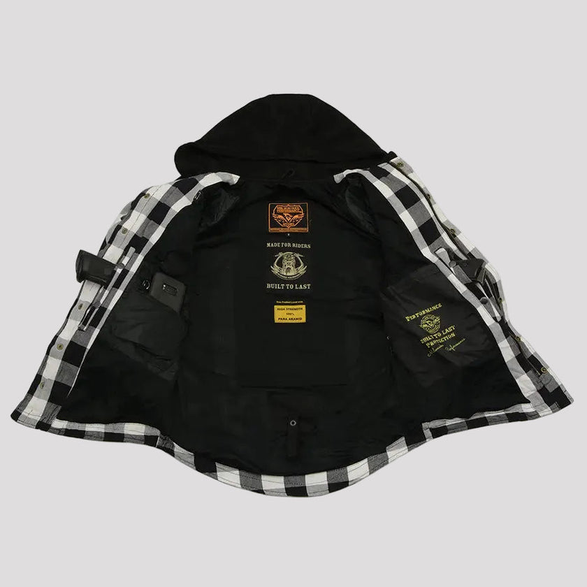 Milwaukee Leather Men's Plaid Flannel Armored Shirt Jacket
