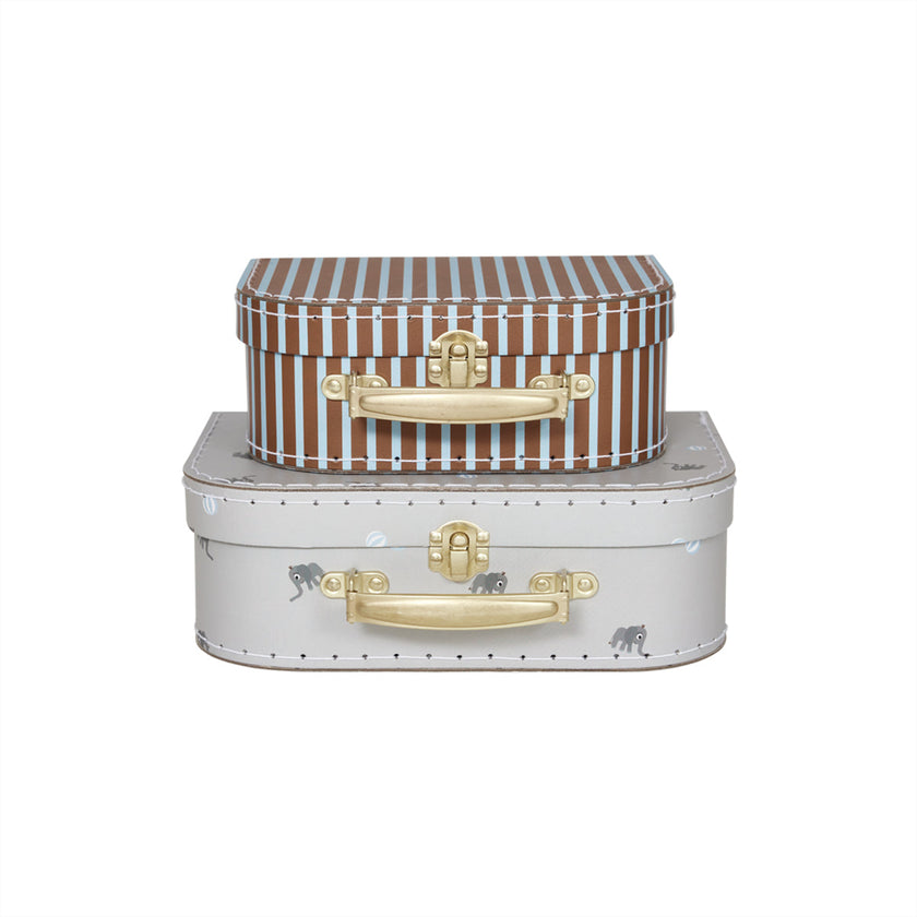 Mini Suitcase Elephant & Stripe - Set of 2