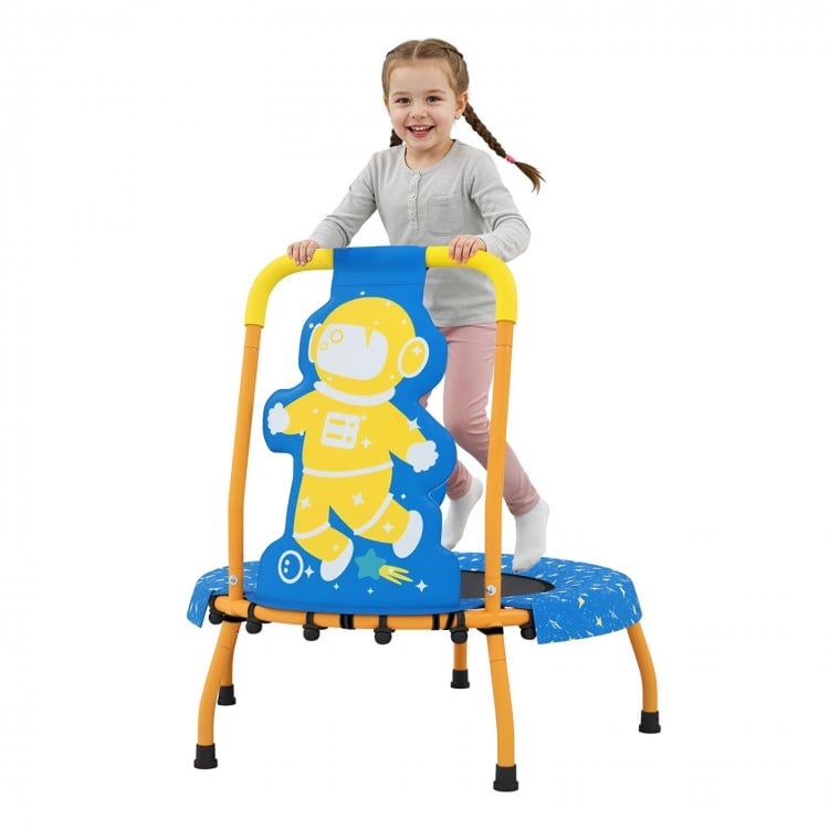 Mini Trampoline for Toddlers with Foam Padded Handle and Safety Padded Cover-Blue