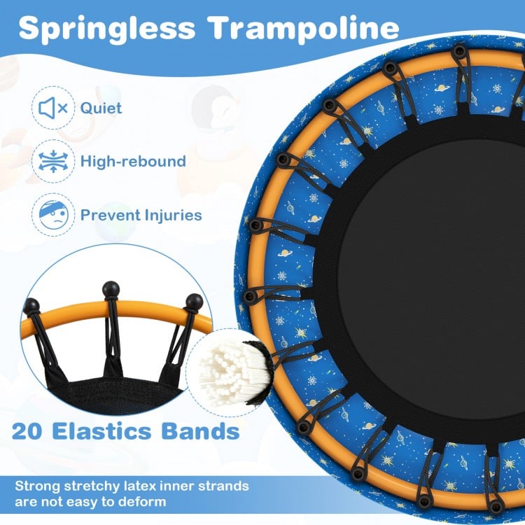 Mini Trampoline for Toddlers with Foam Padded Handle and Safety Padded Cover-Blue