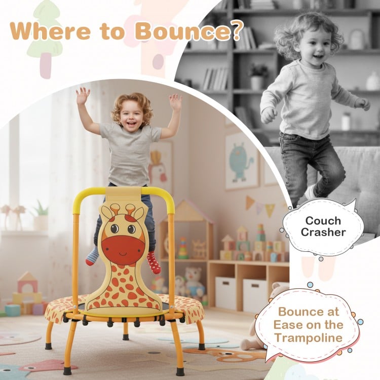 Mini Trampoline for Toddlers with Foam Padded Handle and Safety Padded Cover-Orange