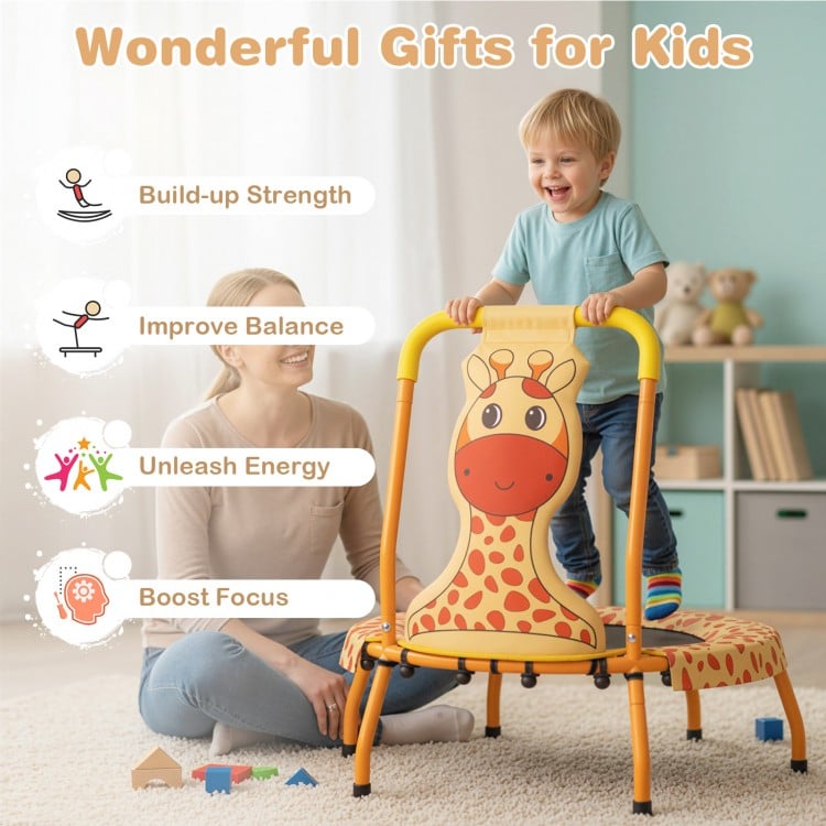 Mini Trampoline for Toddlers with Foam Padded Handle and Safety Padded Cover-Orange