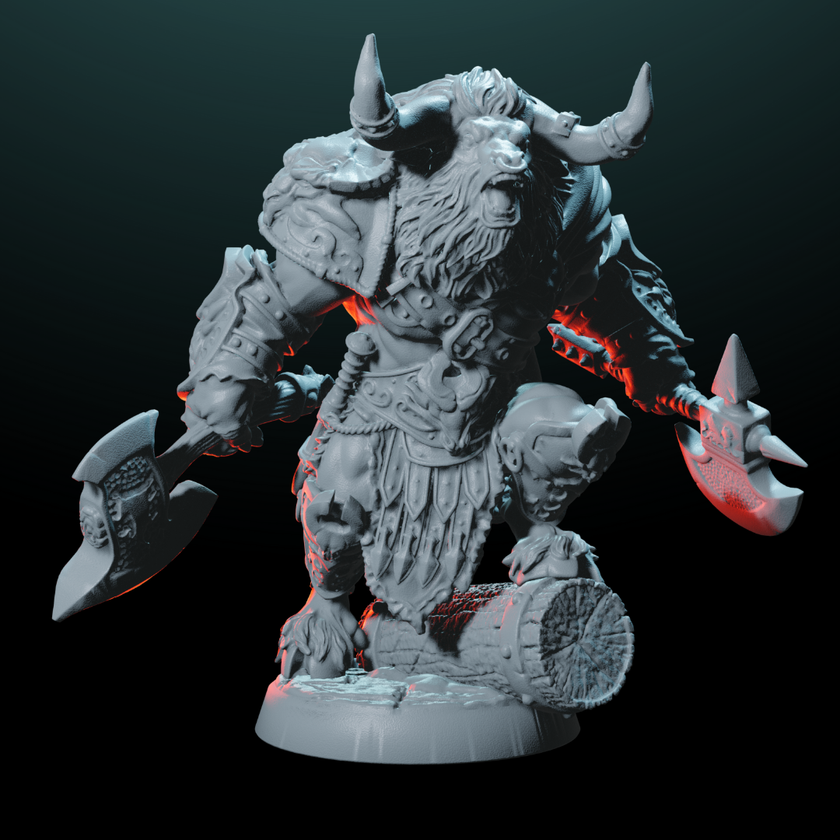 Minotaur with Dual Axes | Medium (1in base) | 5e