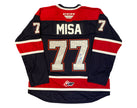 Michael Misa Autographed Saginaw Spirit Home Blue CCM Replica Jersey