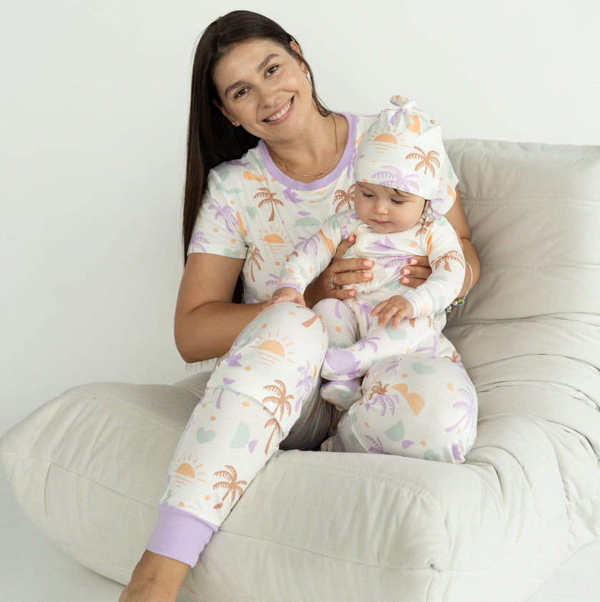 Pyjama en bambou à manches courtes pour femme (motif bohème surf)