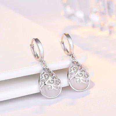 Moonlight Opal Silver Tears Earrings