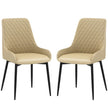 Blake Modern Dining Chairs with Diamond Tufting and Steel Legs-Set of 2-Khaki