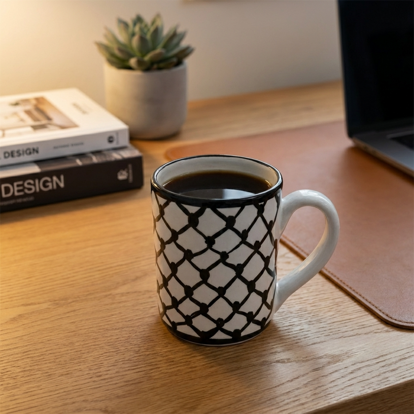 Handmade Kufiya Ceramic Mugs | Made by Palestinian Artisans