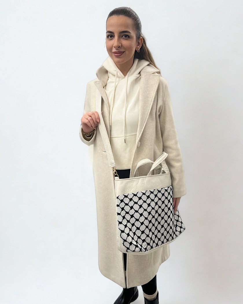 Cross-Body Functional Bags – Tatreez & Kufiya | Zipper & Dual Handles | Palestinian Solidarity