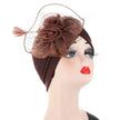 Multicolor Mesh Matching Feather Flower Arab  Hat