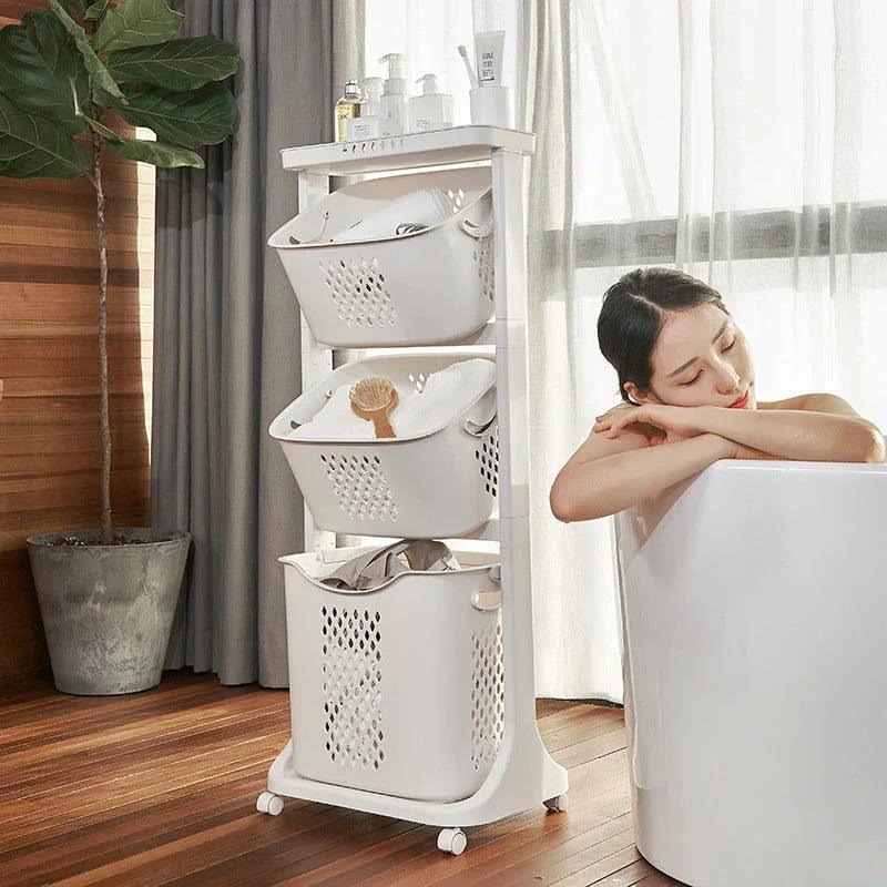 Multifunctional Laundry Basket Mobile Foldable Dirty Clothes Basket Storage Rack