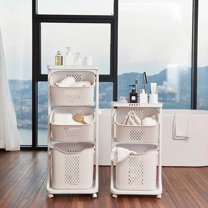 Multifunctional Laundry Basket Mobile Foldable Dirty Clothes Basket Storage Rack
