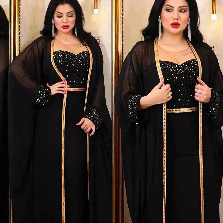 Muslim Turkey Arab Women's 2 Piece Set Long Dress Traditional African Clothing Fairy Dress
