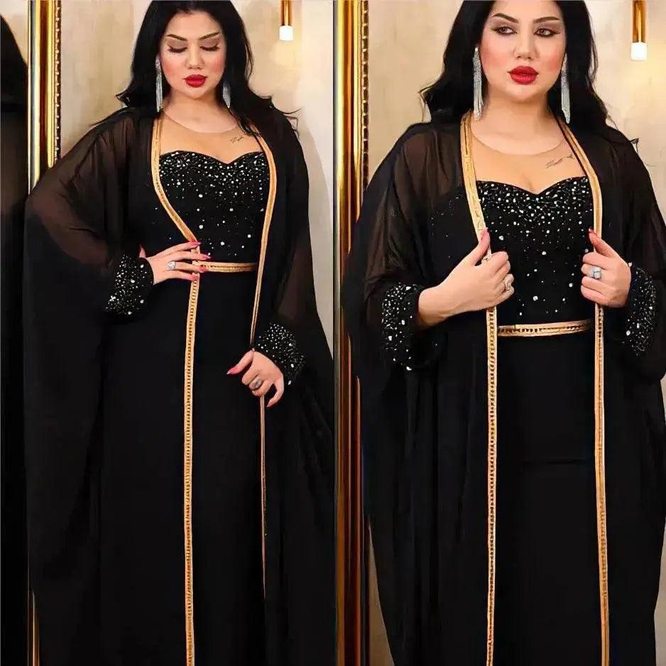 Muslim Turkey Arab Women's 2 Piece Set Long Dress Traditional African Clothing Fairy Dress