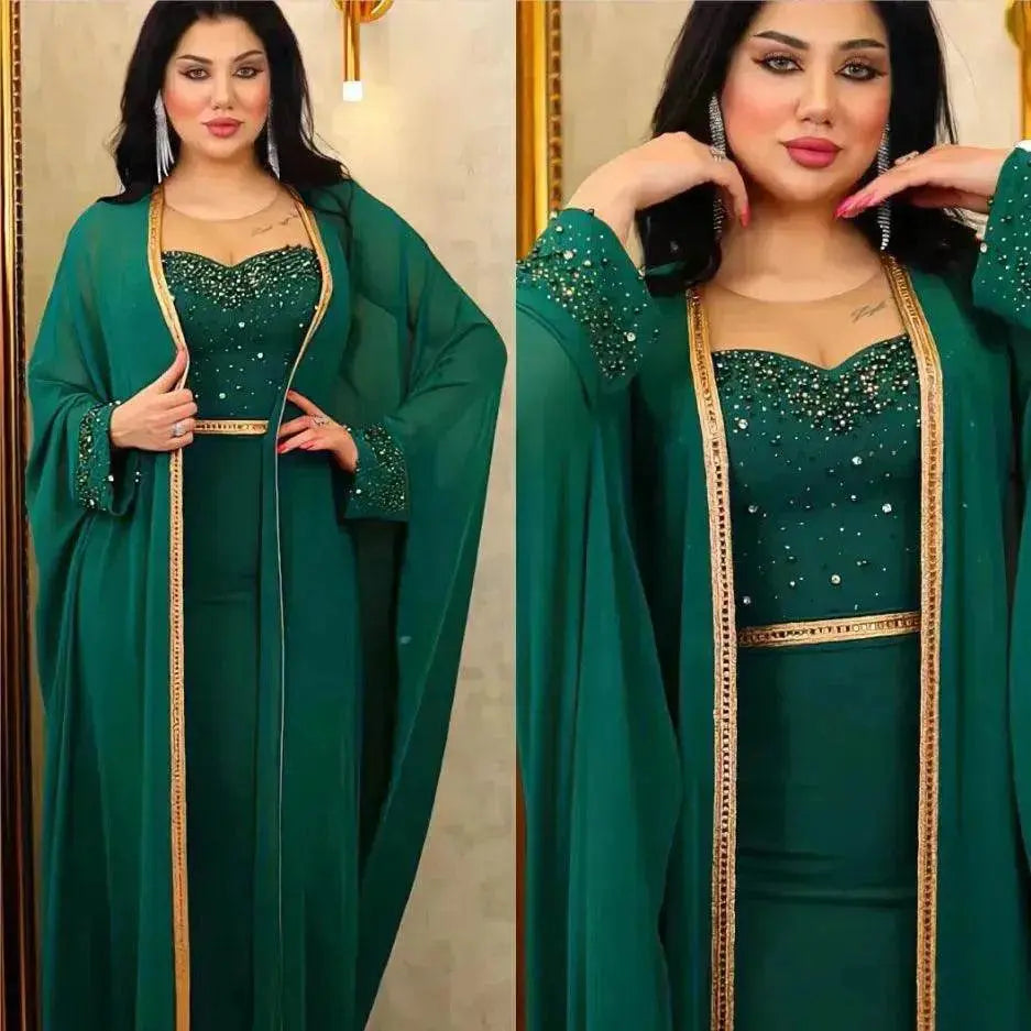 Muslim Turkey Arab Women's 2 Piece Set Long Dress Traditional African Clothing Fairy Dress
