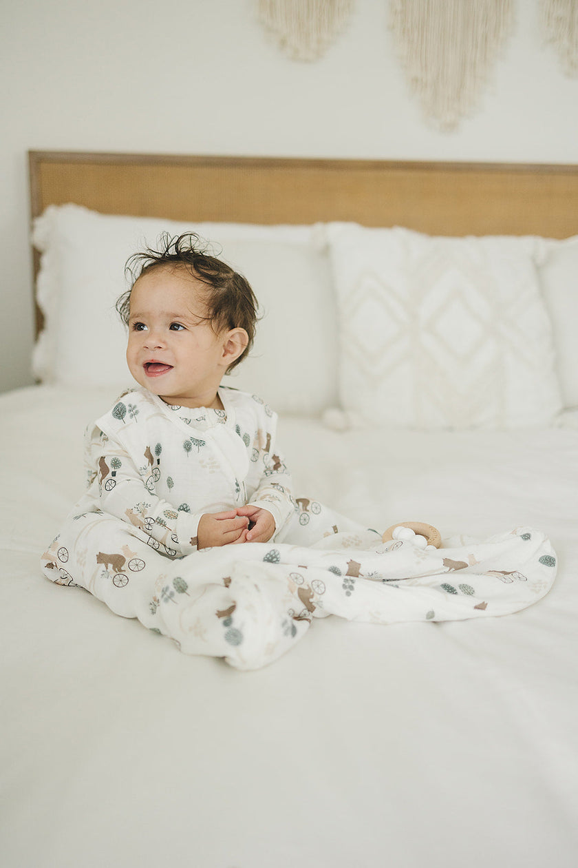 Baby Bamboo Muslin Sleep Sack 0.5 TOG - Bears on Bikes
