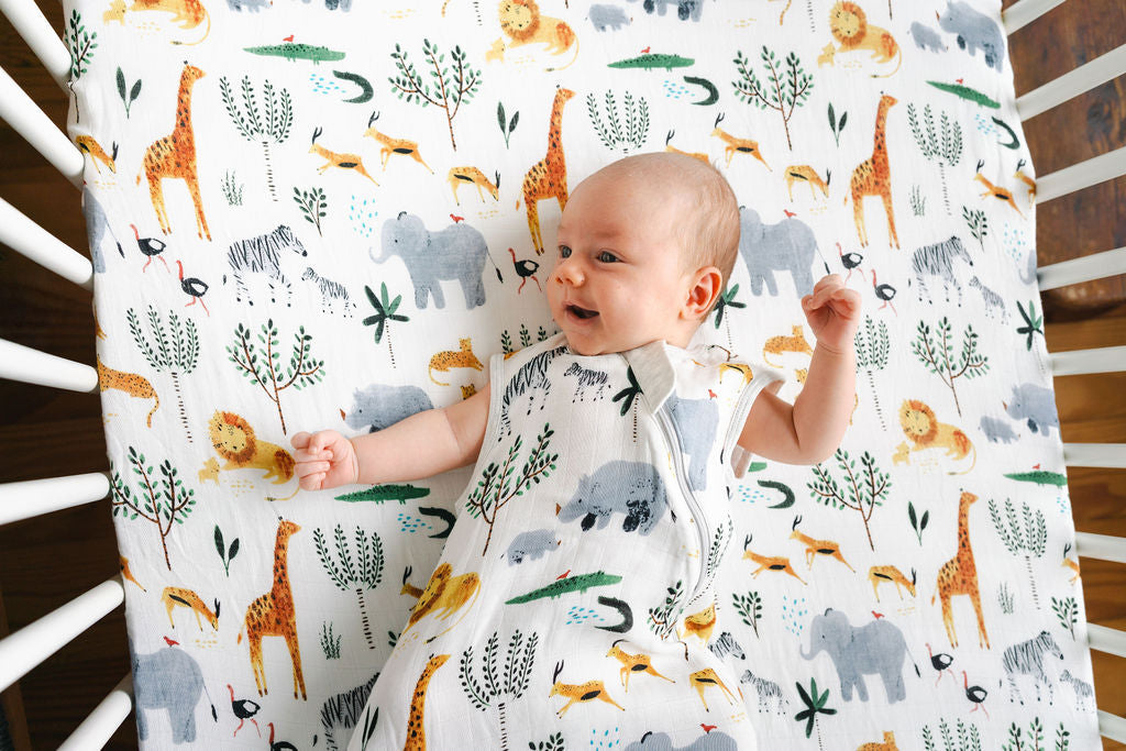 Baby Bamboo Muslin Sleep Sack 0.5 TOG - Safari Jungle