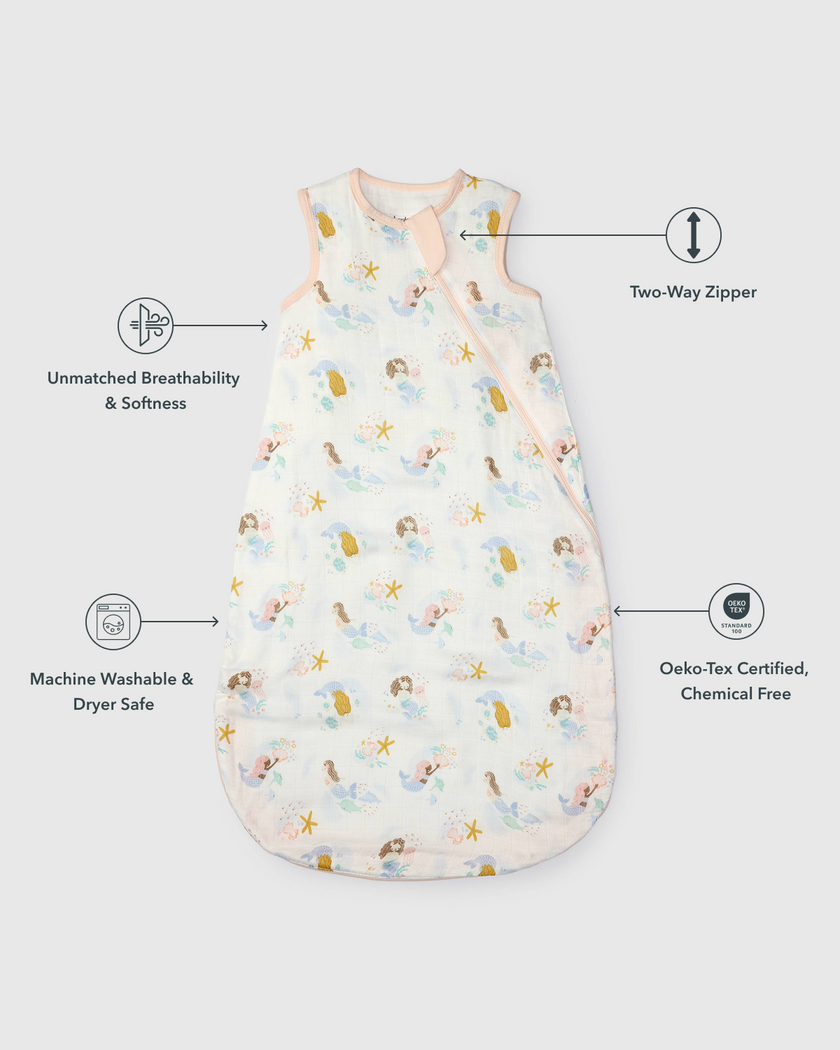 Baby Bamboo Muslin Sleep Sack 0.5 TOG - Mermaids
