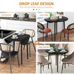 Merrill Round Drop-Leaf/Folding Dining Table for Small Spaces-Black