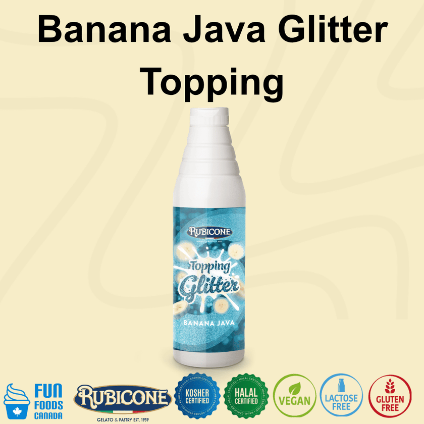 Banana Java Glitter Topping - 1 KG Squeeze Bottle - Rubicone Canada - Ships Free Within Canada on Orders Above CAD $199