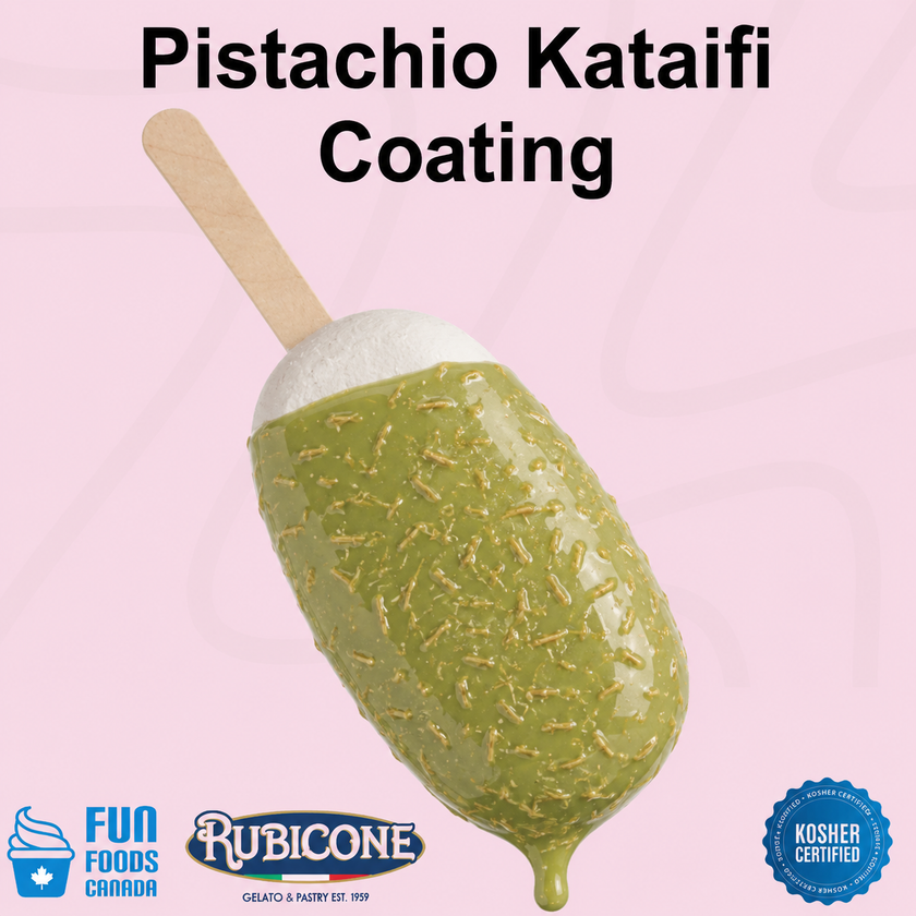 Pistachio Kataifi (Dubai Chocolate) Cone Dip Coating - 1.5 KG Bucket - Rubicone Canada - Made in Italy - Ships Free Within Canada on Orders Above CAD $199