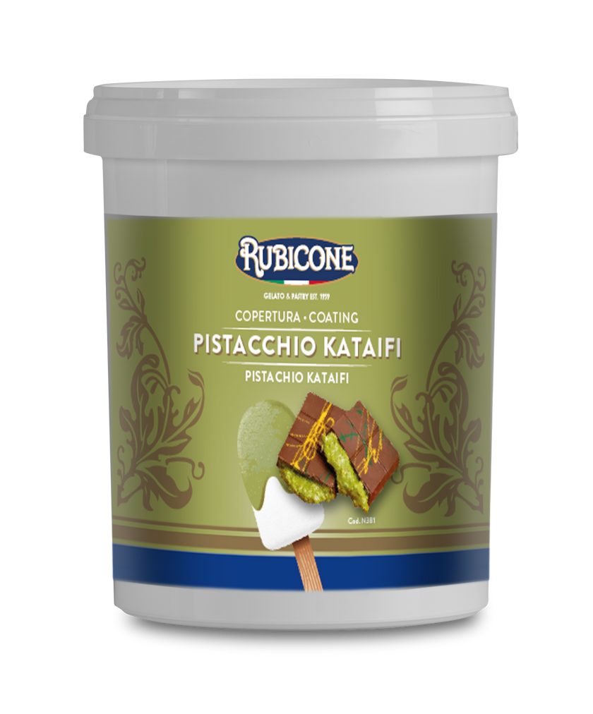 Pistachio Kataifi (Dubai Chocolate) Cone Dip Coating - 1.5 KG Bucket - Rubicone Canada - Made in Italy - Ships Free Within Canada on Orders Above CAD $199
